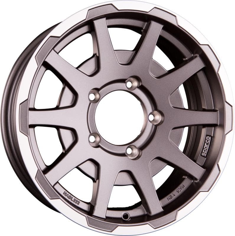 R16 X 5.5 5X139.7 ET5 108.1 SPARCO Dakar Matt Dark Greey Lip Polished NO CAP