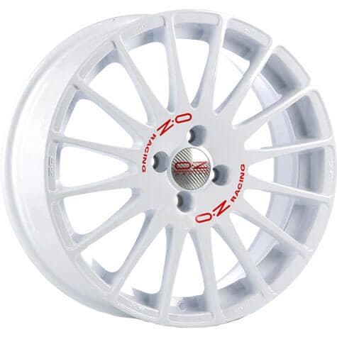 R16 X 7 4X100 ET37 68.1 OZ RACING Superturismo WRC Race White Red Lettering