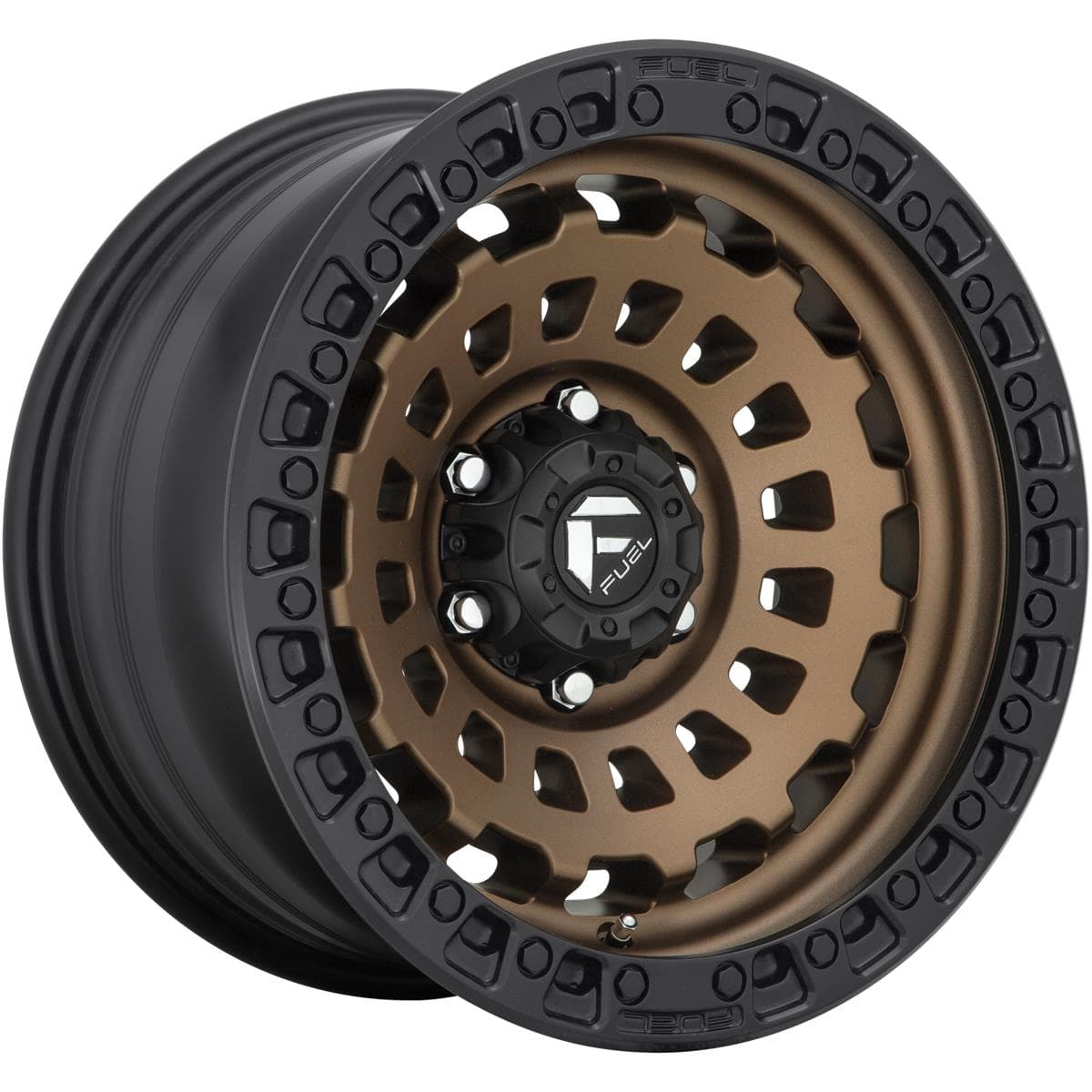 R17 X 8 5X114.3 ET38 56.6 FUEL D634 Zephyr Matte Bronze Black Bead Ring