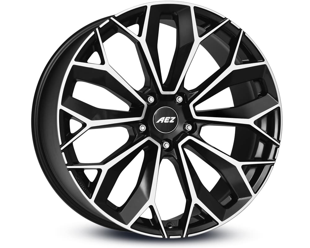 R22 X 9.5 5X120 ET49 72.6 AEZ Leipzig Dark (Max Load 1025 kg) Flat Seats bolt Made in Germany Black Polished
