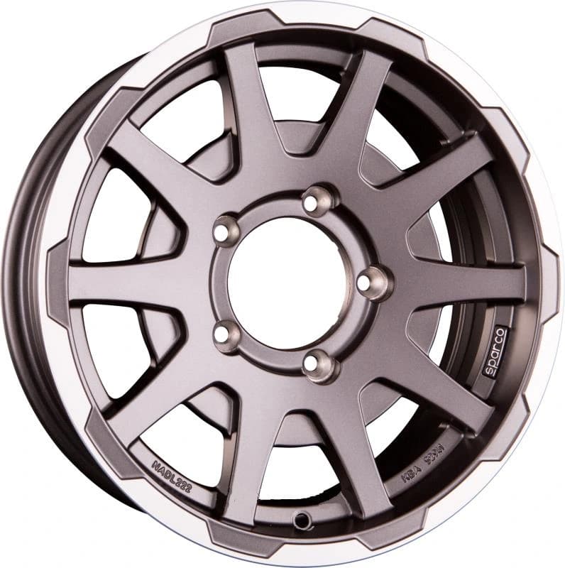 R16 X 5.5 5X139.7 ET5 108.1 SPARCO Dakar Matt Dark Greey Lip Polished NO CAP
