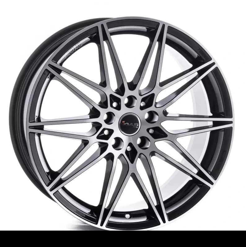 R20 X 9.5 5X120 ET45 72.6 AVUS AC-MB5 Black Polished