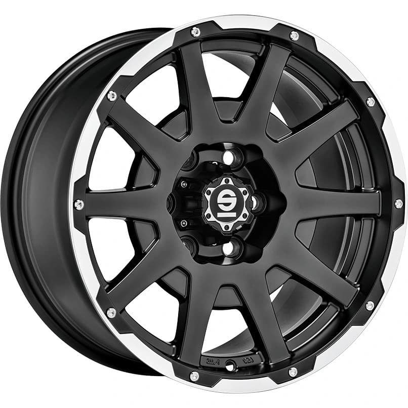 R18 X 8.5 6X120 ET0 67.1 SPARCO Dakar Matt Black Lip Polished+Rivets