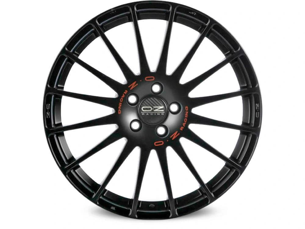 R14 X 6 4X108 ET15 65.1 OZ RACING Superturismo GT Matt Black Red Lettering