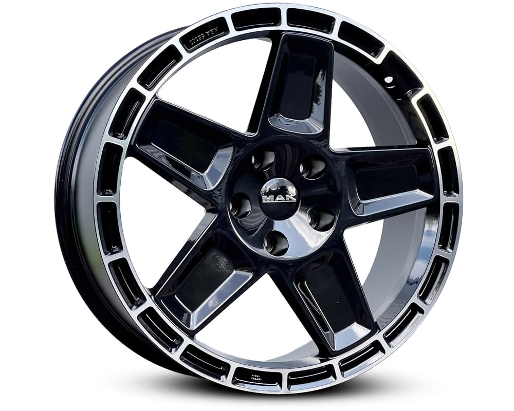 R20 X 9 5X108 ET38 63.4 MAK Trek (Max load: 1050 kg) cone 60º Made in Italy Gloss Black Mirror Ring