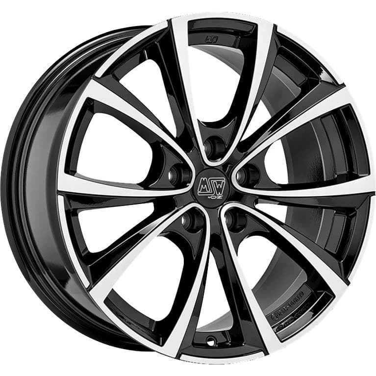 R20 X 9.5 5X114.3 ET45 64.1 MSW 27T Gloss Black Full Polished
