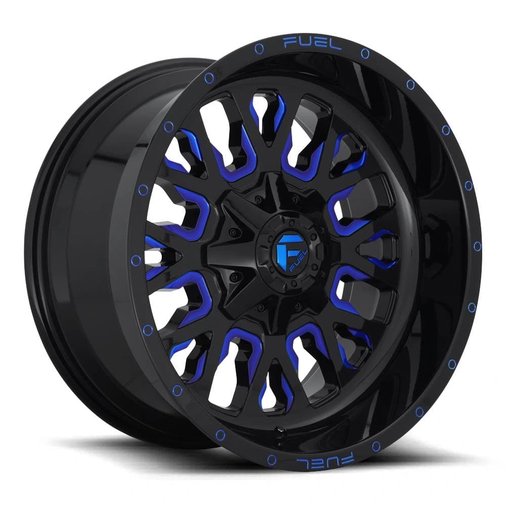 R20 X 9 5X139.7 ET20 110.1 FUEL D645 Stroke Gloss Black Blue Tinted Clear